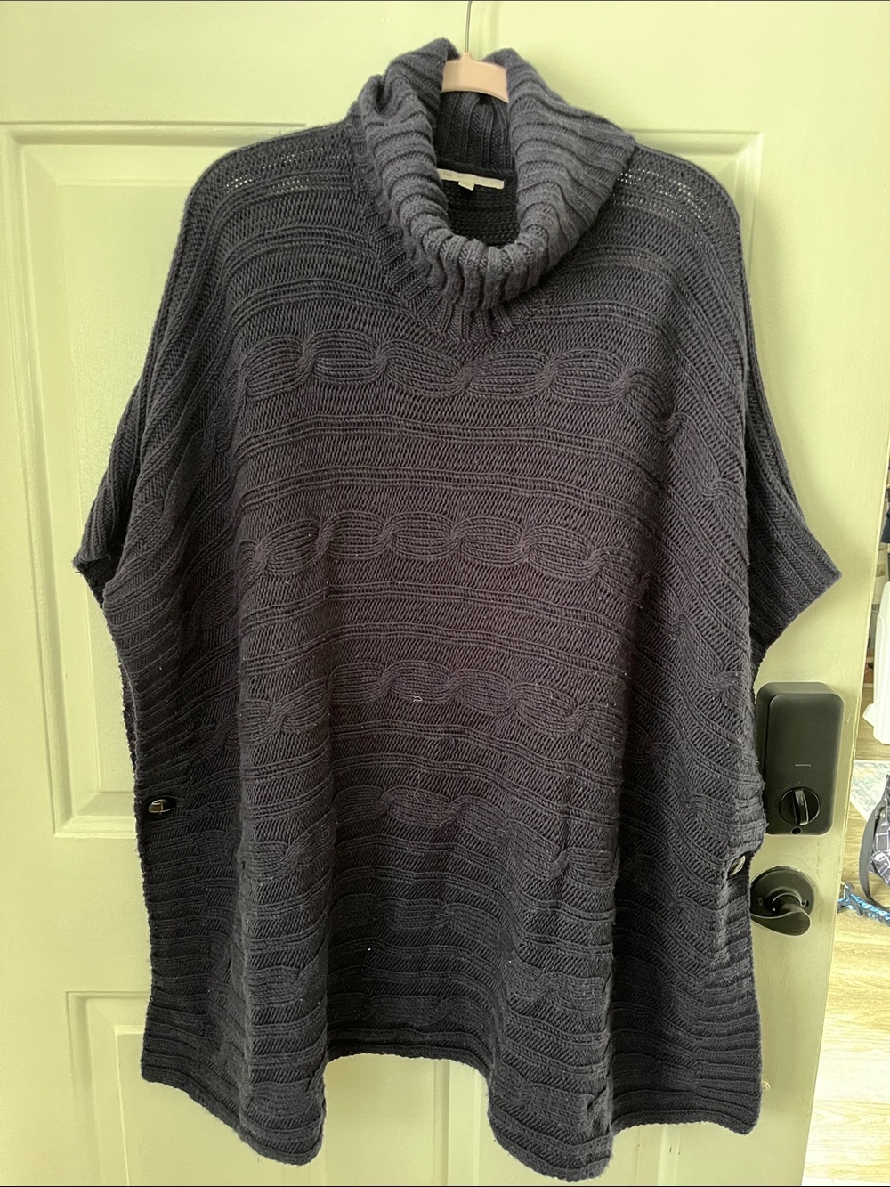GAP Charcoal Gray Cable-Knit Turtleneck Poncho